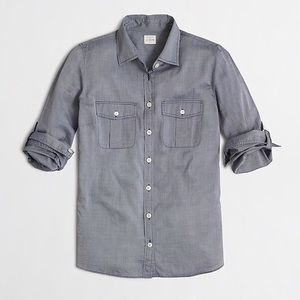 J.Crew Factory Chambray Camp Shirt in Perfect Fit